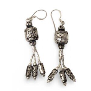 Tassel Silver Fashion Earrings | 2" | Vintage